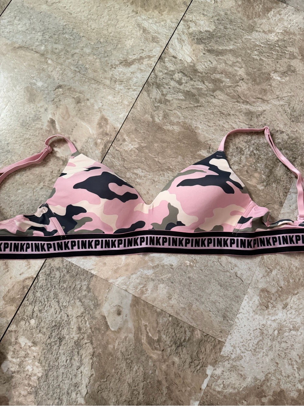 Victoria's Secret PINK Pink & Black Camo Lightly Lined Bralette